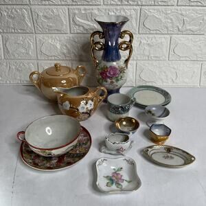 Japan Floral & Luster Miniatures Lot of 15 • Vintage Nippon‑Style Knickknacks